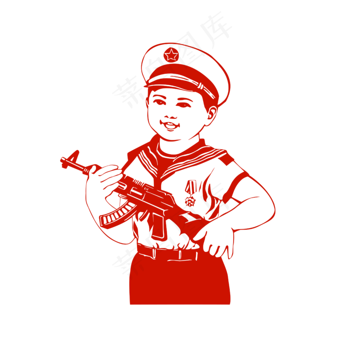 复古小男孩海军装剪影