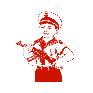 复古小男孩海军装剪影