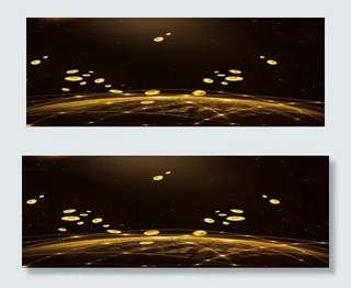 科技几何鎏金质感金色banner