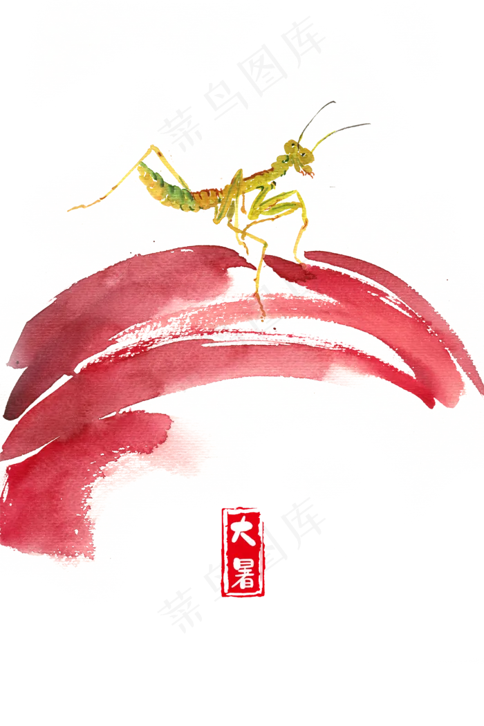 大暑红色花瓣与螳螂(4724X7087(DPI:300))psd模版下载