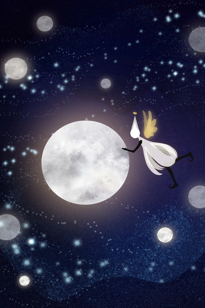 简约冷淡风插画之精灵的星球