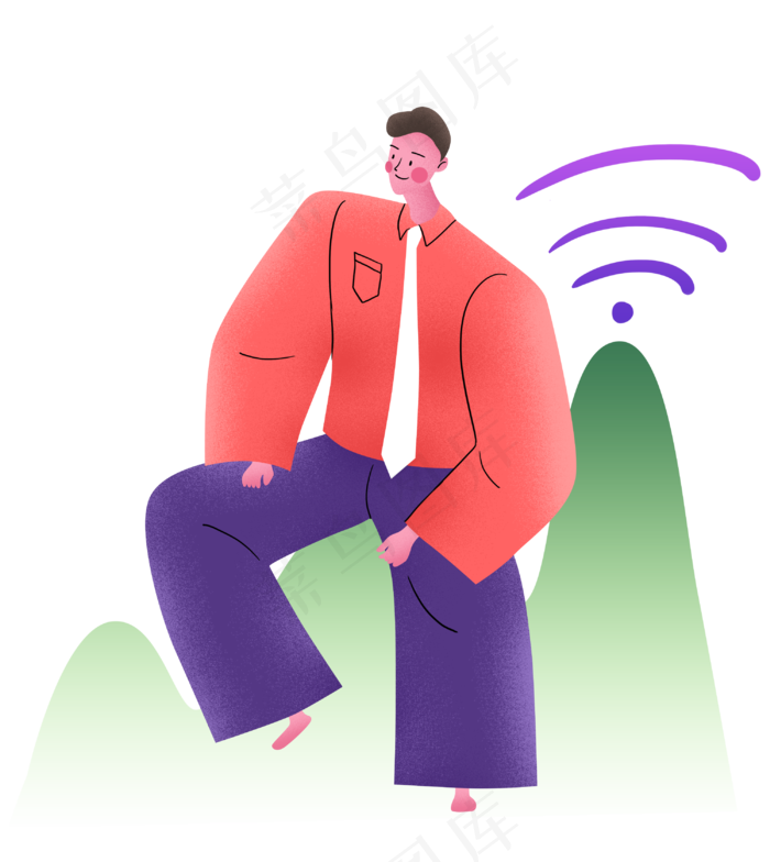 夸张扁平亮色商务职场卡通噪点人,免抠元素