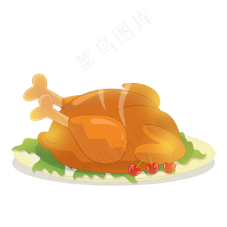 手绘美味菜肴火鸡大餐,免抠元素