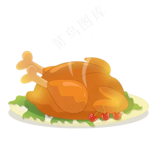 手绘美味菜肴火鸡大餐,免抠元素