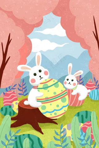 复活节丛林兔子与彩蛋