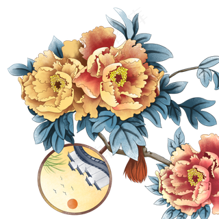 工笔画国画花朵,免抠元素