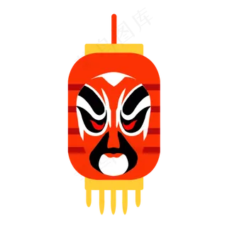 手绘元宵节脸谱灯笼,免抠元素