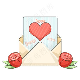手绘爱心玫瑰信封