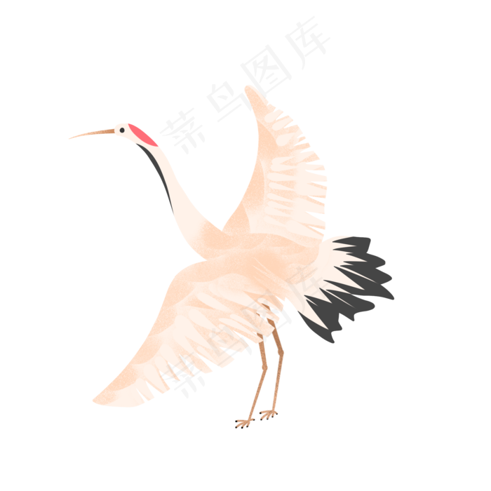 中国风卡通起飞展翅仙鹤
