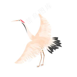 中国风卡通起飞展翅仙鹤