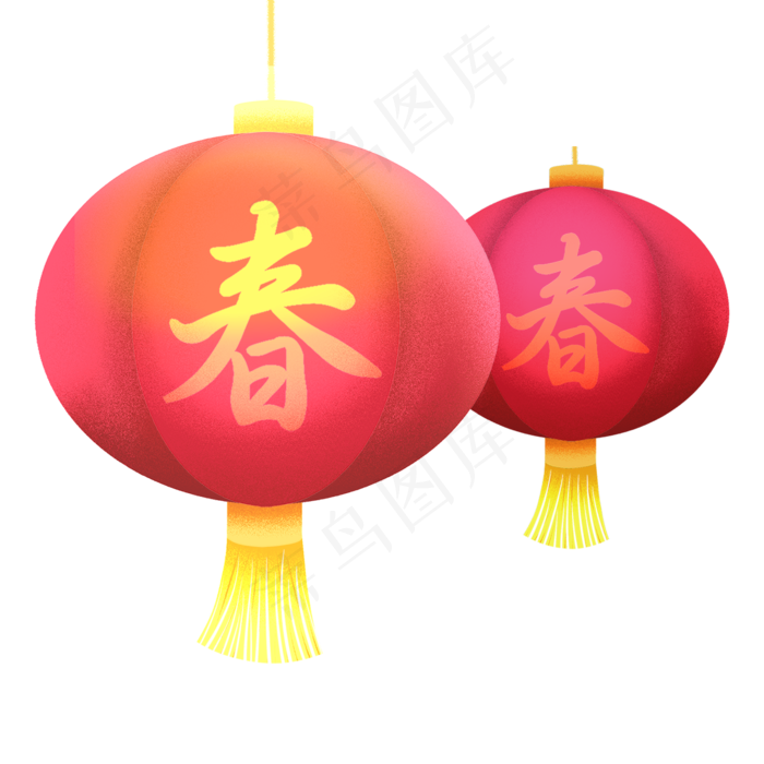 红色喜庆灯笼插画,免抠元素