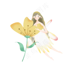 抱着花朵的小精灵