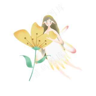 抱着花朵的小精灵