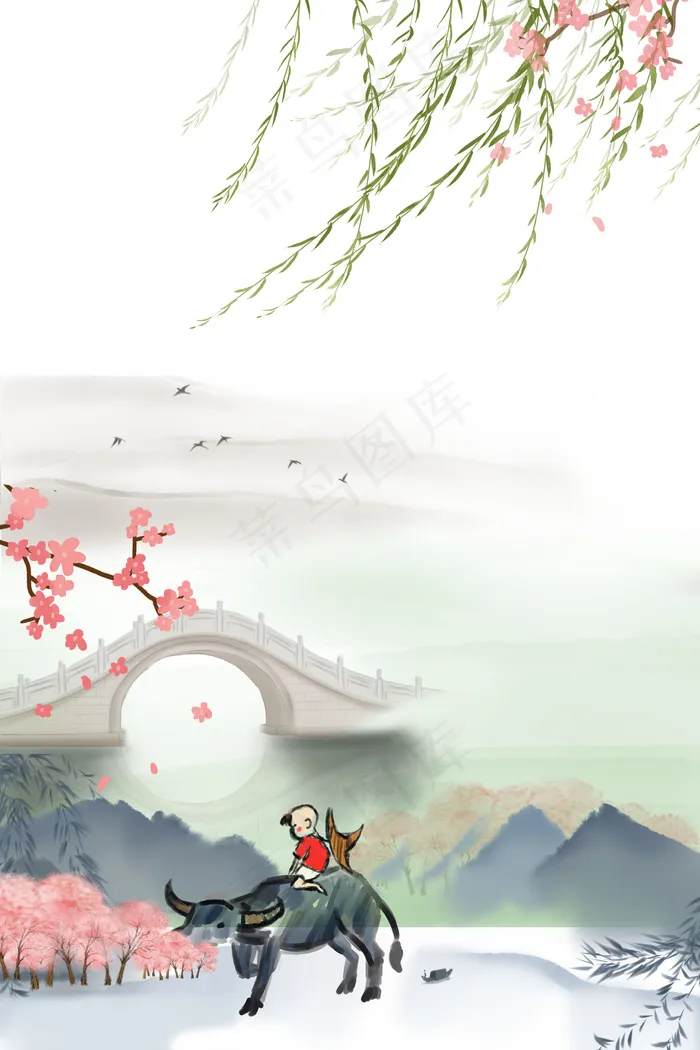 简约中国二十四节气清明PSD分层(3545*5315px 	      )psd模版下载