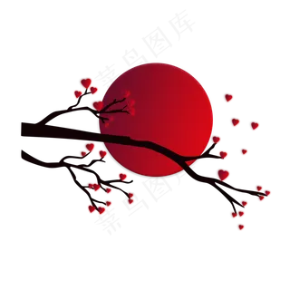 中秋月亮心形花png下载