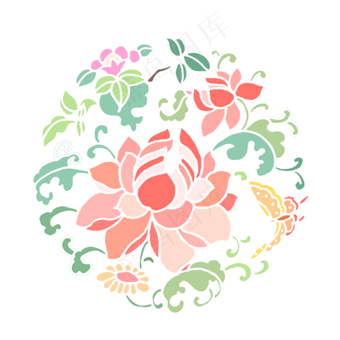 荷花中式纹理(2480X2480(DPI:299))psd模版下载