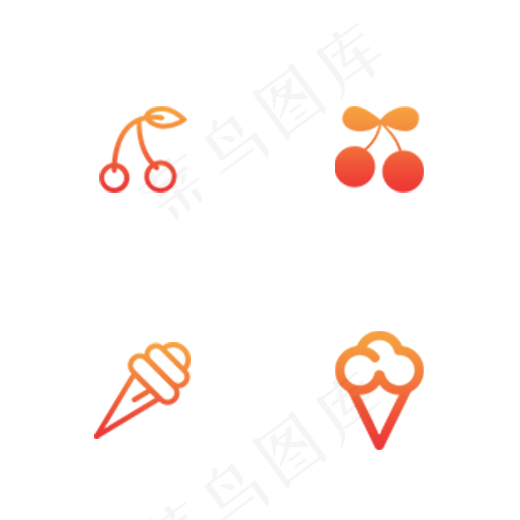 橙色渐变食物类水果小吃外卖图标(520X520(DPI:300))psd模版下载