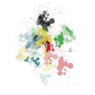 多彩水墨喷溅墨迹效果元素,免抠元素