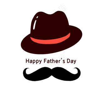 父亲节礼帽和胡须PNG免抠素材