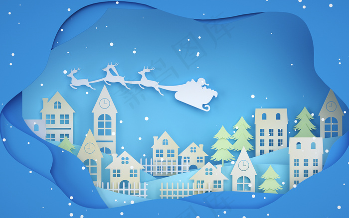 c4d剪纸圣诞节背景