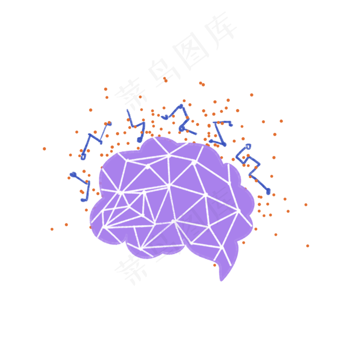 星座紫色大脑插图,免抠元素