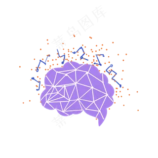 星座紫色大脑插图,免抠元素
