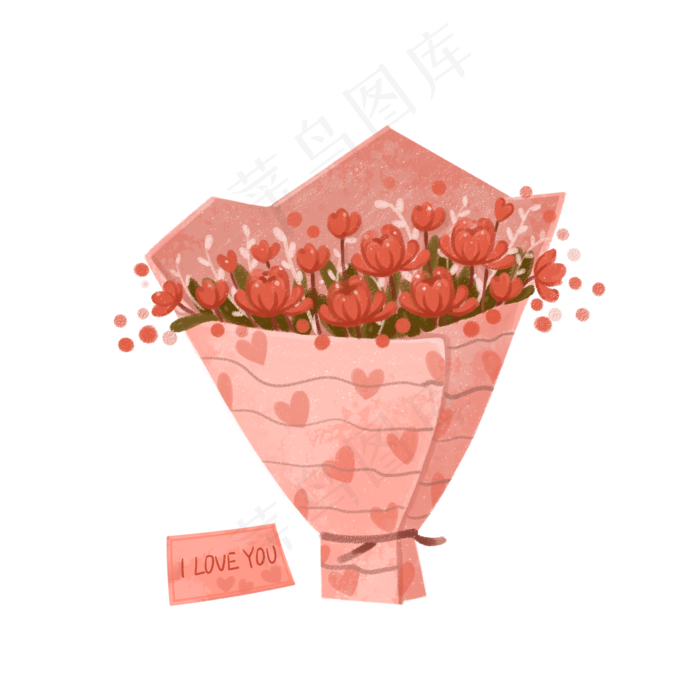 七夕节红色复古花束装饰