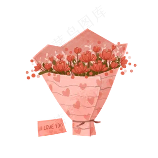 七夕节红色复古花束装饰