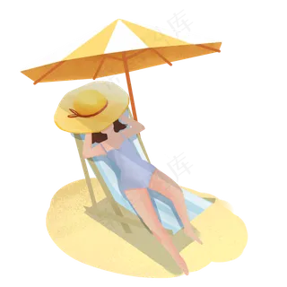 大暑女孩躺在椅子上晒日光浴