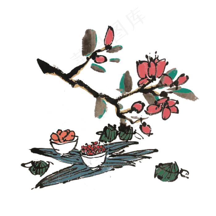 端午节粽子水墨素材(4000X4000(DPI:300))psd模版下载