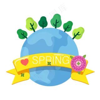 手绘风可爱绿色世界地球日元素