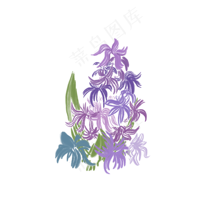 紫色花束美丽花朵绘画