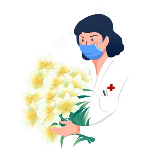 手捧鲜花的女医生,免抠元素