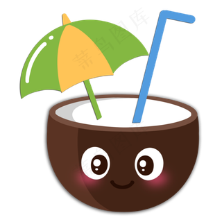 夏季清凉解渴水果卡通椰子