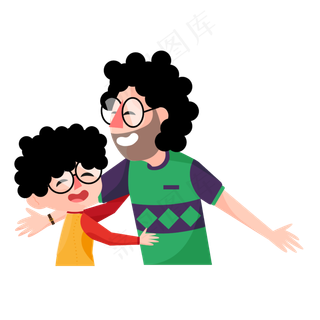 卡通戴眼镜的父子矢量素材