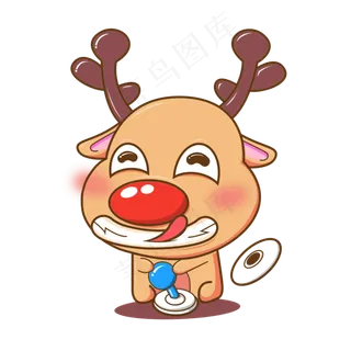 手绘卡通驯鹿,免抠元素