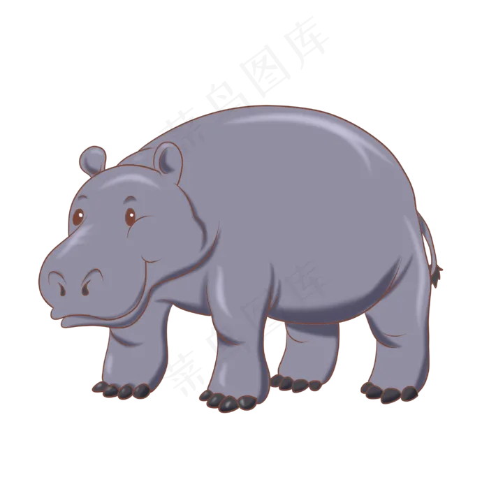 蓝色动物河马,免抠元素(3000X3000(DPI:300))psd模版下载