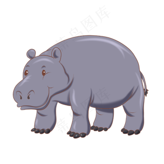 蓝色动物河马,免抠元素