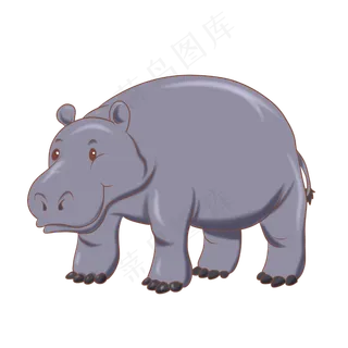 蓝色动物河马,免抠元素