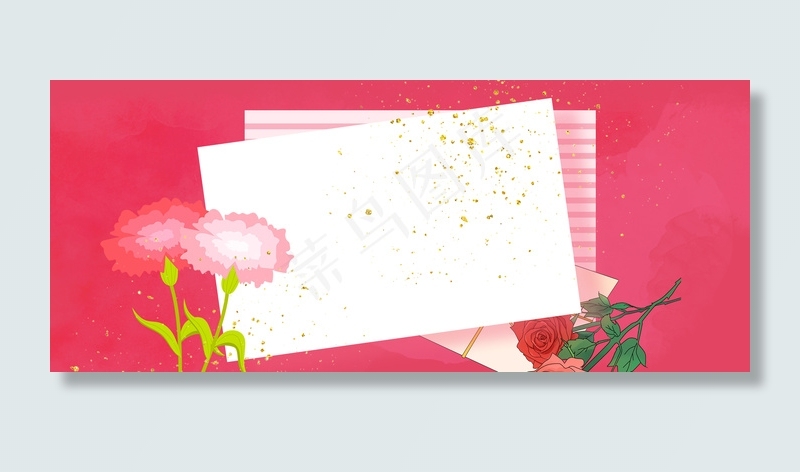 感恩回馈母亲节温馨简约512红色背景