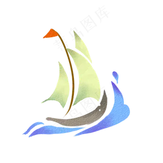 简约水彩风小帆船png
