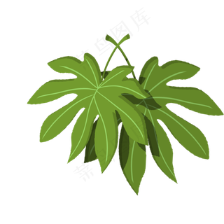 手绘扁平绿色叶子