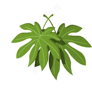 手绘扁平绿色叶子