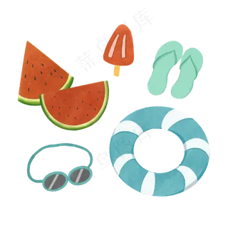 夏季海边元素装饰图,免抠元素