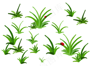 春天植物绿色小清新绿草地瓢虫免,免抠元素
