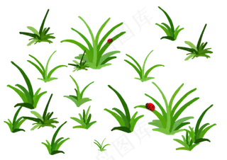 春天植物绿色小清新绿草地瓢虫免,免抠元素
