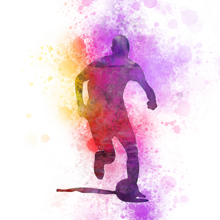 人物剪影水彩彩墨喷溅