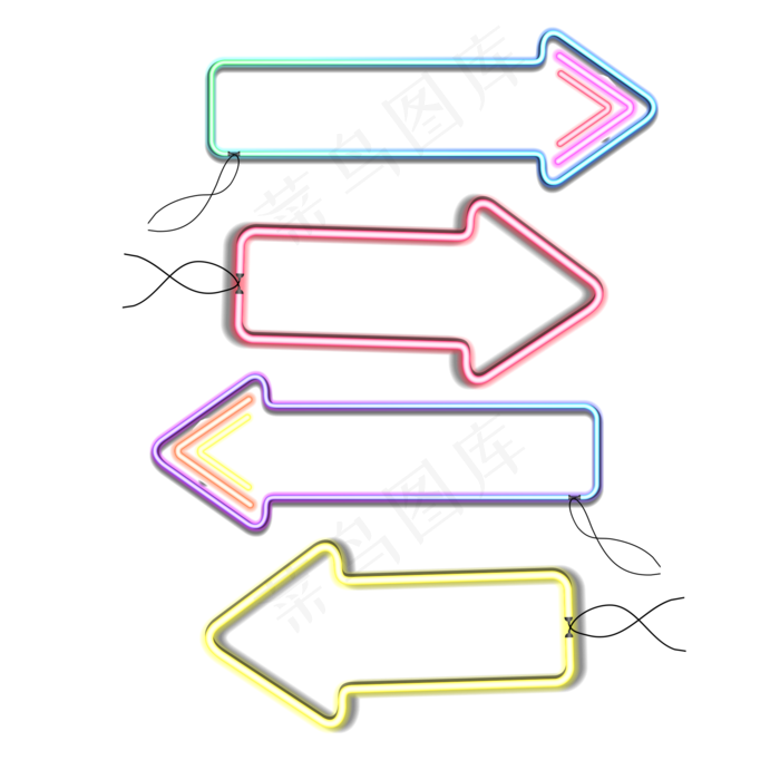618彩色箭头边框霓虹灯光荧光灯