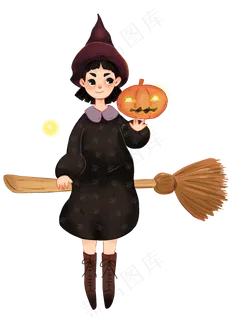 万圣飞扫把女巫,免抠元素