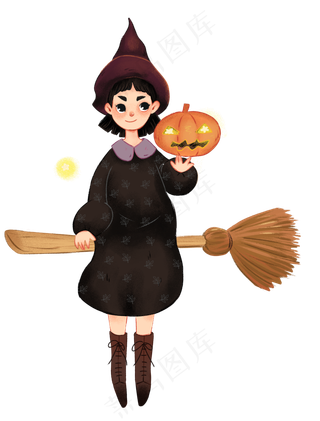 万圣飞扫把女巫,免抠元素